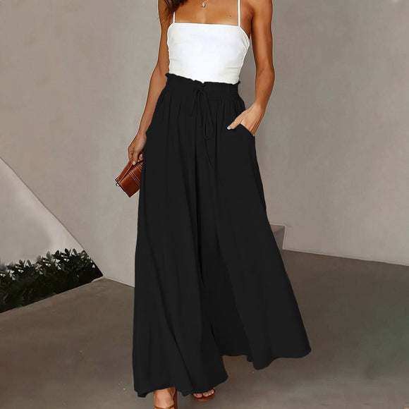 Plus Size Women Minimalist Design Wide Leg Pants Summer High Waist Casual Pants Women