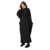 Women Clothing Lengthened Sweater Autumn Winter Pocket plus Size Hooded Sweater Dress