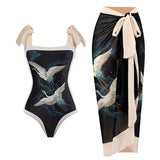 Retro Swimsuit Conservative One Piece Spring Swimsuit Suit Women Chiffon Blouse