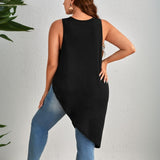 Plus Size Women Simple Elegant T shirt Spring Summer Mid Length Loose Slimming