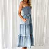 Women Clothing Elegant Elegant Hem Stitching Side Slit Denim