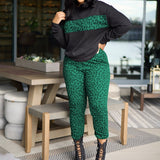 Plus Size Winter Women Clothing Leopard Print Long Sleeve Tight Suit
