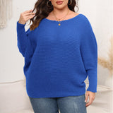Women Pullover Woven Sweater plus Size Women Clothes Autumn Winter Sleeve Neck Shoulder Loose Sweater