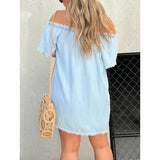 Summer Sexy Denim Dress off-Shoulder Tassel Sexy Dress Short Dress for Women