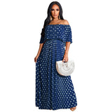 Summer Dotted Prints Fashion Casual Long plus Size Women Clothes Dress