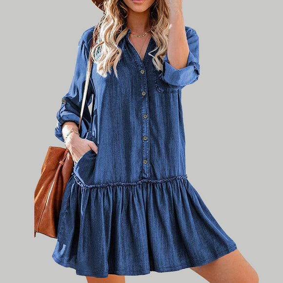 Women Clothing Denim Classic All Match Dress