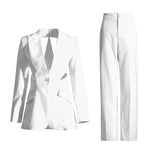 Women  Clothing Two Piece sets Hollow Out Cutout Backless sets with Straight Casual Work Pant Women