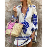 Spring Summer Casual Long Shirt Loose Vacation Split Top for Women