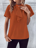 Summer Women Clothing Shirt Women Short Sleeved Summer Bow