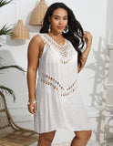 Women Dress plus Size Women Clothes Hand Crocheting Stitching Vest Dress Beach Beach Cover Up