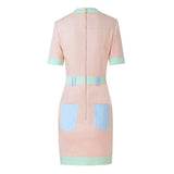 Mid Length Dress High Waist Denim Stitching Contrast Color Elegant Dress High Grade Women Clothing
