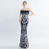 Craft Order Ostrich Feather High End Tube Top Evening Dress