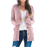 Autumn Winter Women Clothing Casual Cardigan Coat Solid Color Twist Button Cardigan Sweater Women