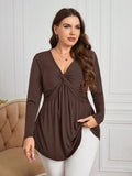 Plus Size Women Clothing Waist Controlled Knitted Bottoming Shirt Elegant Office V Neck Sexy Top