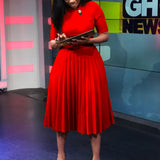 With Belt African plus Size Women Clothing High Waist Pleated Dress