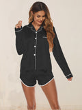 Artificial Silk Long Sleeve Shorts Home Wear Pajamas Women