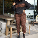 Plus Size Winter Women Clothing Leopard Print Long Sleeve Tight Suit