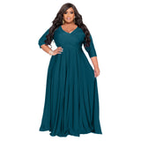 Plus Size Woman Women Clothing Solid Color V Neck Sexy Wedding Clothes Dress