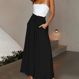 Plus Size Women Minimalist Design Wide Leg Pants Summer High Waist Casual Pants Women