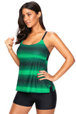 Purple Strappy Hollow-out Back Plus Size Tankini