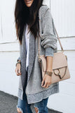 Black Plaid Knitted Long Open Front Cardigan
