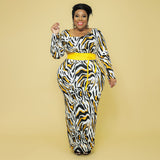 Plus Size Autumn Winter Leopard Print Slim Fit  Women Dress