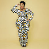 Plus Size Autumn Winter Leopard Print Slim Fit  Women Dress