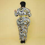 Plus Size Autumn Winter Leopard Print Slim Fit  Women Dress