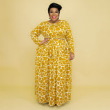 Plus Size Autumn Winter Printing Casual Set Women two piece set