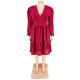 Plus Size Women Clothes Jacquard Striped Dress Source