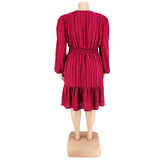 Plus Size Women Clothes Jacquard Striped Dress Source