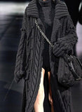 Long Cardigan Sweater Twist Knitted Women Clothing