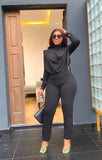 Long Sleeved Cardigan Round Neck Top Slim Trousers Business Suit Women two piece set