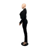Long Sleeved Cardigan Round Neck Top Slim Trousers Business Suit Women two piece set