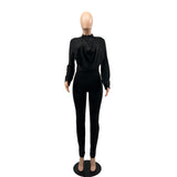 Long Sleeved Cardigan Round Neck Top Slim Trousers Business Suit Women two piece set
