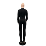 Long Sleeved Cardigan Round Neck Top Slim Trousers Business Suit Women two piece set