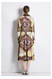 Women Spring Fall Printed Collared Two Piece Set Dress