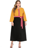 Plus Size Color Contrast Women Patchwork Dress