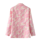 Green Collar Blazer Graffiti Printed