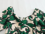 Fresh Printing Dress Slim Fit Fashionable Short Sweet Early Spring Square Collar Elastic A Line