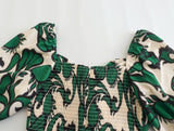Fresh Printing Dress Slim Fit Fashionable Short Sweet Early Spring Square Collar Elastic A Line