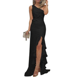 Split Ruffled Large Swing Evening Dress Plus size