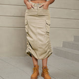 Women Clothing Denim Skirt Casual Mid Length Skirt