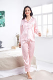 Imitated Silk Pajamas Women Striped Casual Homewear Thin Long Sleeved Trousers
