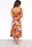 Women Clothing Sexy Sling Slit Abstract Pattern Maxi Dress
