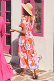 Women Summer Printed Bohemian Sleeveless Ruffled Shirt  Dress