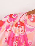 Women Summer Printed Bohemian Sleeveless Ruffled Shirt  Dress