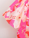 Women Summer Printed Bohemian Sleeveless Ruffled Shirt  Dress