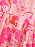 Women Summer Printed Bohemian Sleeveless Ruffled Shirt  Dress