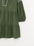 Spring Women Clothing Polo Collar Laminated Decoration Mini Dress Short Dress Women  Jumpsuit